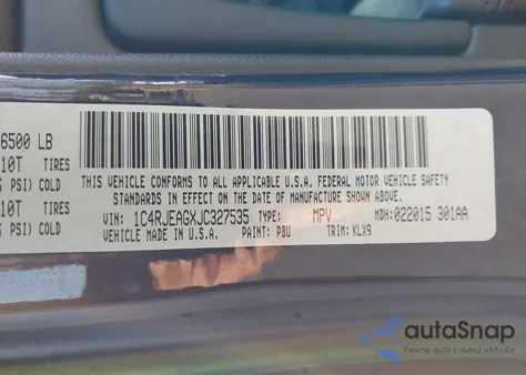 2018 Jeep Grand Cherokee Laredo из США, поврежденный, VIN 1C4RJEAGXJC327535